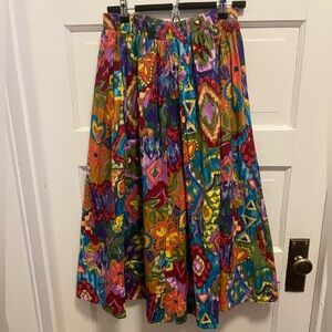 Vintage California Trends Bright Floral & Geometric Print Skirt